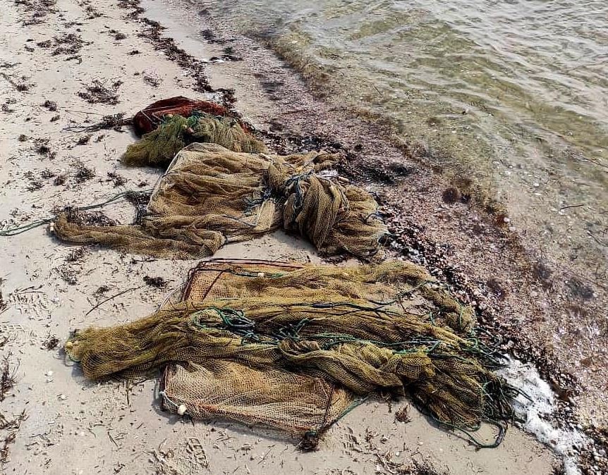На побережье Тендровского залива пограничники обнаружили браконьерские ловушки